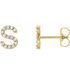 White Diamond Earrings in 14 Karat Yellow Gold .05 Carat Diamond Single Initial S Earring