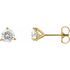 White Diamond Earrings in 14 Karat Yellow Gold 1/3 Carat Diamond 3-Prong Earrings - VS F+