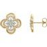 White Diamond Earrings in 14 Karat Yellow Gold 1/4 Carat Diamond Clover Earrings
