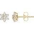 White Diamond Earrings in 14 Karat Yellow Gold 3/8 Carat Diamond Flower Earrings