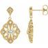 White Diamond Earrings in 14 Karat Yellow Gold 3/8 Carat Diamond Vintage-Inspired Earrings