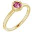 Pink Tourmaline Ring in 14 Karat Yellow Gold 4.5 mm Round Pink Tourmaline Ring