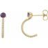 Genuine Alexandrite Earrings in 14 Karat Yellow Gold Alexandrite & 1/6 Carat Diamond Hoop Earrings