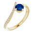 Genuine Sapphire Ring in 14 Karat Yellow Gold Genuine Sapphire & 1/10 Carat Diamond Bypass Ring