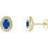 Created Sapphire Earrings in 14 Karat Yellow Gold Chatham Created Genuine Sapphire & 1/5 Carat Diamond Halo-Style Earrings
