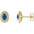 Created Sapphire Earrings in 14 Karat Yellow Gold Chatham Created Genuine Sapphire & 1/8 Carat Diamond Halo-Style Earrings
