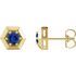 Created Sapphire Earrings in 14 Karat Yellow Gold Chatham Lab-Created Genuine Sapphire Geometric Earrings