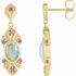 Fire Opal Earrings in 14 Karat Yellow Gold Ethiopian Opal & Pink Sapphire Vintage-Inspired Earrings