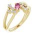 Pink Tourmaline Ring in 14 Karat Yellow Gold Pink Tourmaline & 1/8 Carat Diamond Bypass Ring