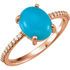 Genuine Turquoise Ring in 14 Karat Rose Gold 10x8mm Oval Cabochon Turquoise & 0.10 Carat Diamond Ring