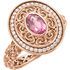 14 Karat Rose Gold 7x5mm Pink Tourmaline & 0.20 Carat Diamond Ring