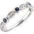 Genuine Sapphire Ring in 14 Karat White Gold Sapphire & 0.17 Carat Diamond Ring