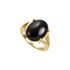 Black Black Onyx Ring in 14 Karat Yellow Gold 16x12mm Oval Onyx Cabochon Ring
