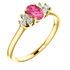 14 Karat Yellow Gold Pink Tourmaline  & 0.12 Carat Diamond Ring