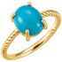 Genuine Turquoise Ring in 14 Karat Yellow Gold Turquoise Cabochon Ring