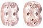 Stunning Pink Morganite Genuine Gemstones, 3.48 carats, Cushion Cut, 9 x 7  mm , Matching Pair, Must See