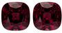 Authentic Rich Rhodolite Gemstones, Cushion Cut, 16.06 carats, 10.5 x 10.5 mm Matching Pair, AfricaGems Certified - Truly Stunning