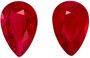 Beautiful Ruby Matching Gemstone Pair in Pear Cut, 0.95 carats, Vivid Rich Red, 6 x 4 mm