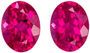 Bright & Lively Rubellite Tourmaline Well Matched Pair, 8.1 x 6.2 mm, Vivid Rich Fuchsia, Oval Cut, 2.76 carats