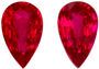 Fiery Ruby Matching Gemstone Pair in Pear Cut, 0.59 carats, Vivid Rich Red, 5 x 3.1 mm