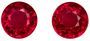 Earring Gems Ruby Gemstone 0.97 carats, Round Cut, 4.5 mm, with AfricaGems Certificate