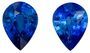 Fine Earring Stones Blue Sapphire Gemstone Pair G2422.17 carats, Pear Cut, 7.9 x 5.8 mm, with AfricaGems Certificate