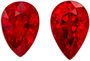 Loose Ruby Matching Gemstone Pair in Pear Cut, 1.21 carats, Medium Open Red, 6 x 4 mm