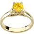 Irresistable & Cheerful Yellow 1 carat 6mm Sapphire Solitaire Engagement Ring - Bezel Set Diamond Accents