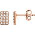 White Diamond Earrings in 14 Karat Rose Gold 1/5 Carat Diamond Rectangle Cluster Earrings