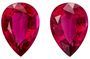 Low Price on Rubellite Tourmaline Gemstones, 8.95 carats Pear Cut in 13.2 x 9.3 mm size in Very Fine Rich Rubellite Color In A Matching Pair