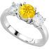Must-Have 3-Stone Engagement Ring With 1 carat 6mm Round Yellow Sapphire Center & Round Diamond Side Gems