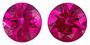 Natural Gem Rubellite Tourmaline Loose Gemstones, 0.5 carats in Round Cut, 4 mm in a Matching Pair