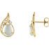 Fire Opal Earrings in 14 Karat Yellow Gold Opal & .03 Carat Diamond Earrings