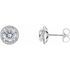 Natural Diamond Earrings in Platinum 1 Carat Diamond Halo-Style Earrings