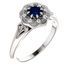 Genuine Platinum Blue Sapphire & .06 Carat Diamond Ring Vintage-Inspired Halo-Style Ring