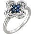 Platinum Blue Sapphire & 0.10 Carat Diamond Clover Ring