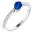 Genuine Sapphire Ring in Platinum Genuine Sapphire & 1/6 Carat Diamond Ring