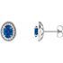 Genuine Chatham Created Sapphire Earrings in Platinum Chatham Created Genuine Sapphire & 1/5 Carat Diamond Halo-Style Earrings