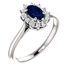 Genuine Platinum Genuine Chatham Blue Sapphire & 0.17 Carat Diamond Ring