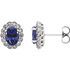 Platinum Genuine Chatham Blue Sapphire & 0.40 Carat Diamond Earrings