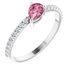Pink Tourmaline Ring in Platinum Pink Tourmaline & 1/6 Carat Diamond Ring