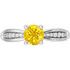 Radiant Brightly Colored Yellow 1 carat 6mm Sapphire Solitaire Engagement Ring - Dazzling Diamond Accents