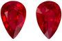 Rare Stone Red Ruby Loose Gemstones, 1.78 carats in Pear Cut, 7 x 5mm in a Matching Pair