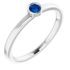 Rhodium-Plated Sterling Silver 3 mm Round Blue Sapphire Ring