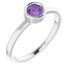 Rhodium-Plated Sterling Silver 4.5 mm Round Amethyst Ring