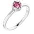 Pink Tourmaline Ring in Rhodium-Plated Sterling Silver 4.5 mm Round Pink Tourmaline Ring