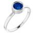 Genuine Sapphire Ring in Rhodium-Plated Sterling Silver 5.5 mm Round Genuine Sapphire Ring
