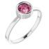 Pink Tourmaline Ring in Rhodium-Plated Sterling Silver 5.5 mm Round Pink Tourmaline Ring