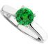 Sophisticated 4-Prong Solitaire Genuine 1 carat Tsavorite Engagement Ring - Diamond Accents at Base of Prongs