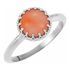 Sterling Silver 5 mm Round Pink Coral Ring